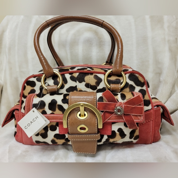 COACH LIMITED EDITION OCELOT PONY HAIR SATCHEL 8A34 - Picture 1 of 16